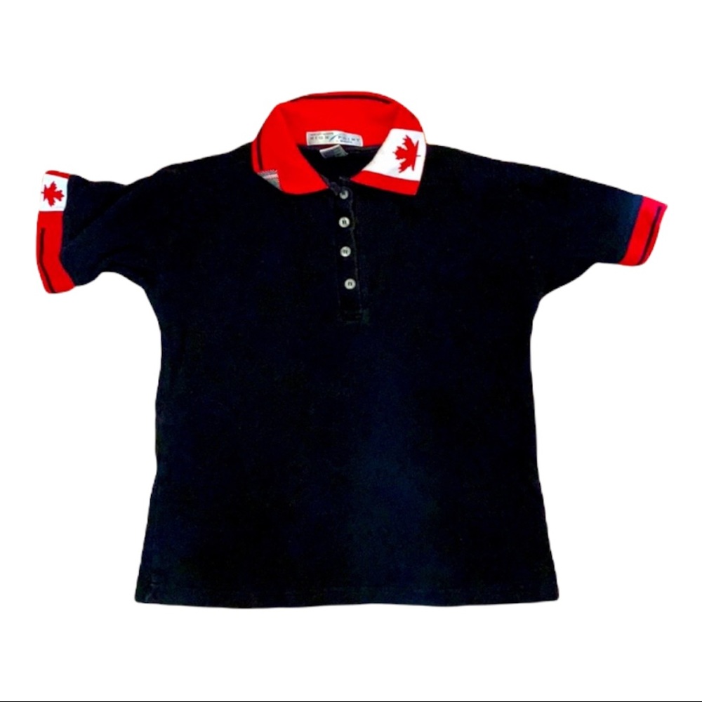 5/$25 Canada 🇨🇦 Polo Tee Shirt Pullover Top Black Red Boys Small Toddler
